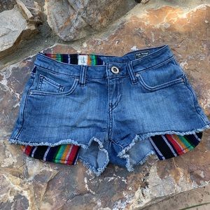 Super fun Mexico vibe Volcom cut-off jean shorts